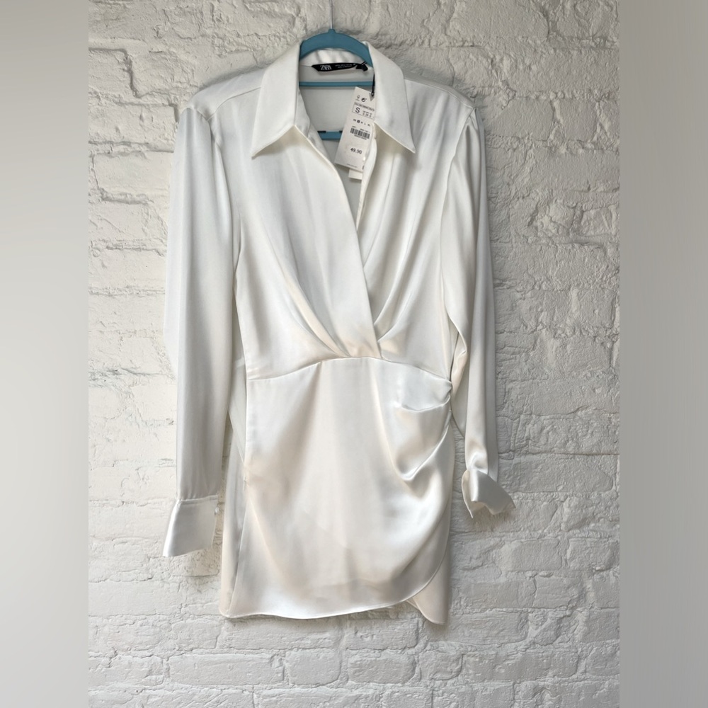Zara white satin dress small